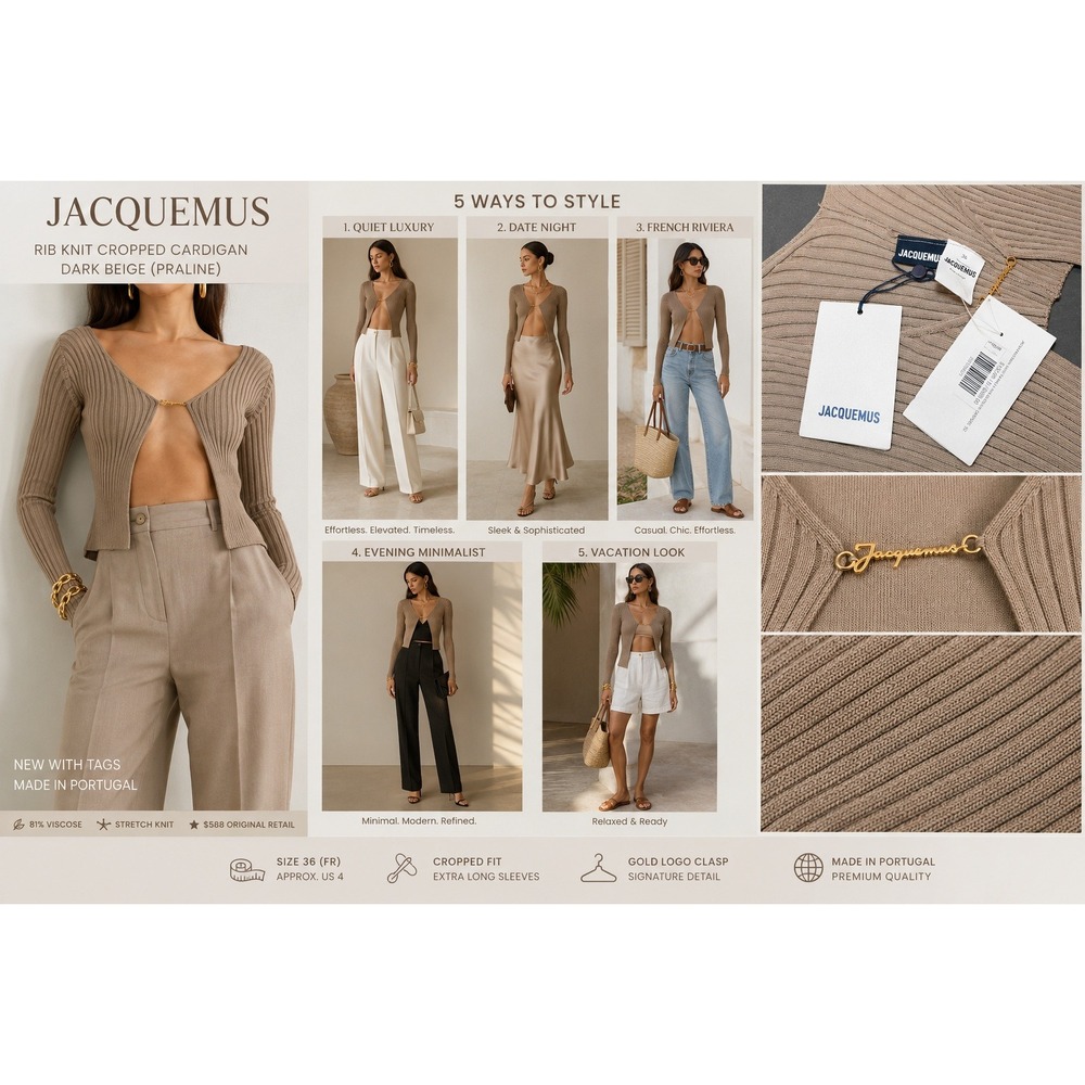 Authentic Jacquemus Rib Knit Cropped Cardigan BNWT